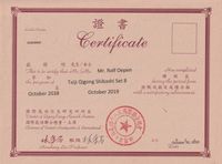 Lin Housheng Lehrer-Zertifikat Shibashi 8. Set Rolf Oepen